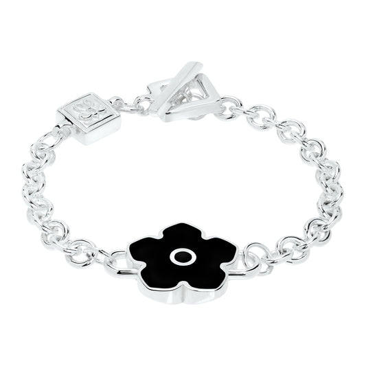 Flower Power - Bracelet - Black Enamel - 925 Sterling Silver