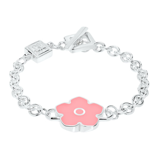 Flower Power - Bracelet - Pink Enamel - 925 Sterling Silver