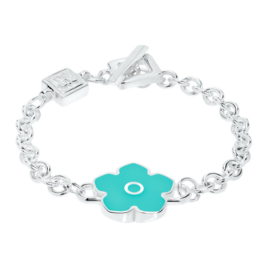 Flower Power - Bracelet - Turquoise Enamel - 925 Sterling Silver