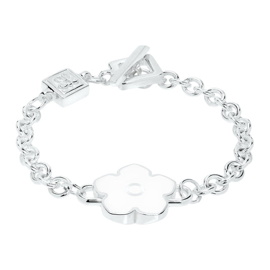Flower Power - Bracelet - White Enamel - 925 Sterling Silver