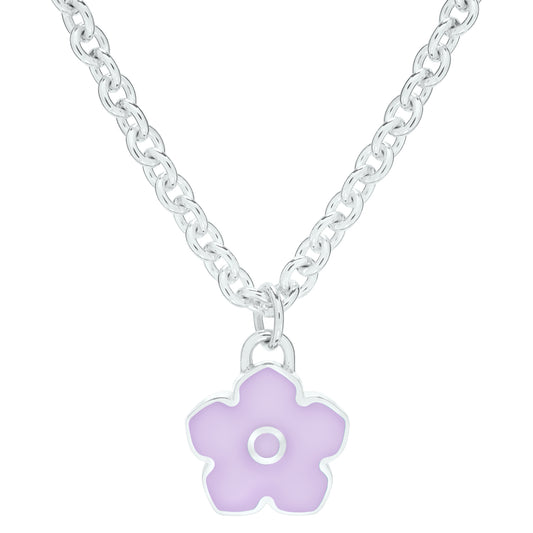 Flower Power - Necklace - Lilac Enamel - 925 Sterling Silver