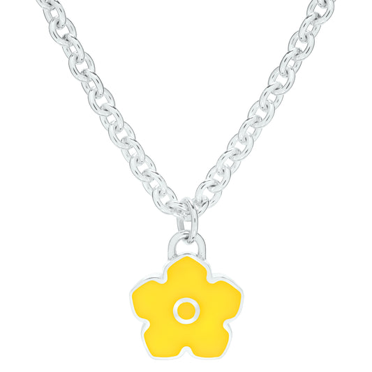 Flower Power - Necklace - Yellow Enamel - 925 Sterling Silver