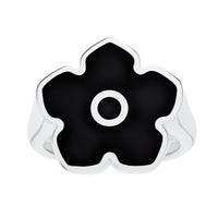 Flower Power - Ring - Black Enamel - 925 Sterling Silver - Gab Mc Neil